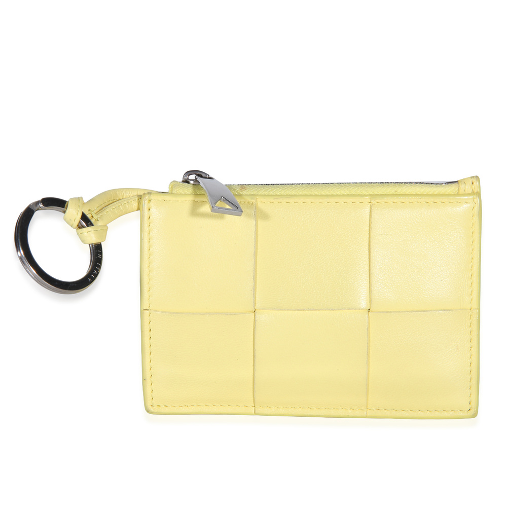 Bottega Veneta Yellow Nappa Cassette Zip Card Holder